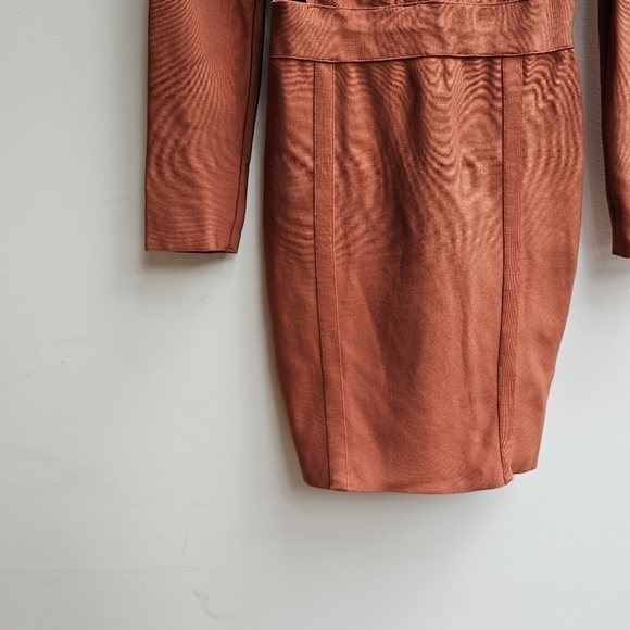 Miss Circle Burnt Orange Cut Out Body Contouring Dress, Size Large - Picture 6 of 11